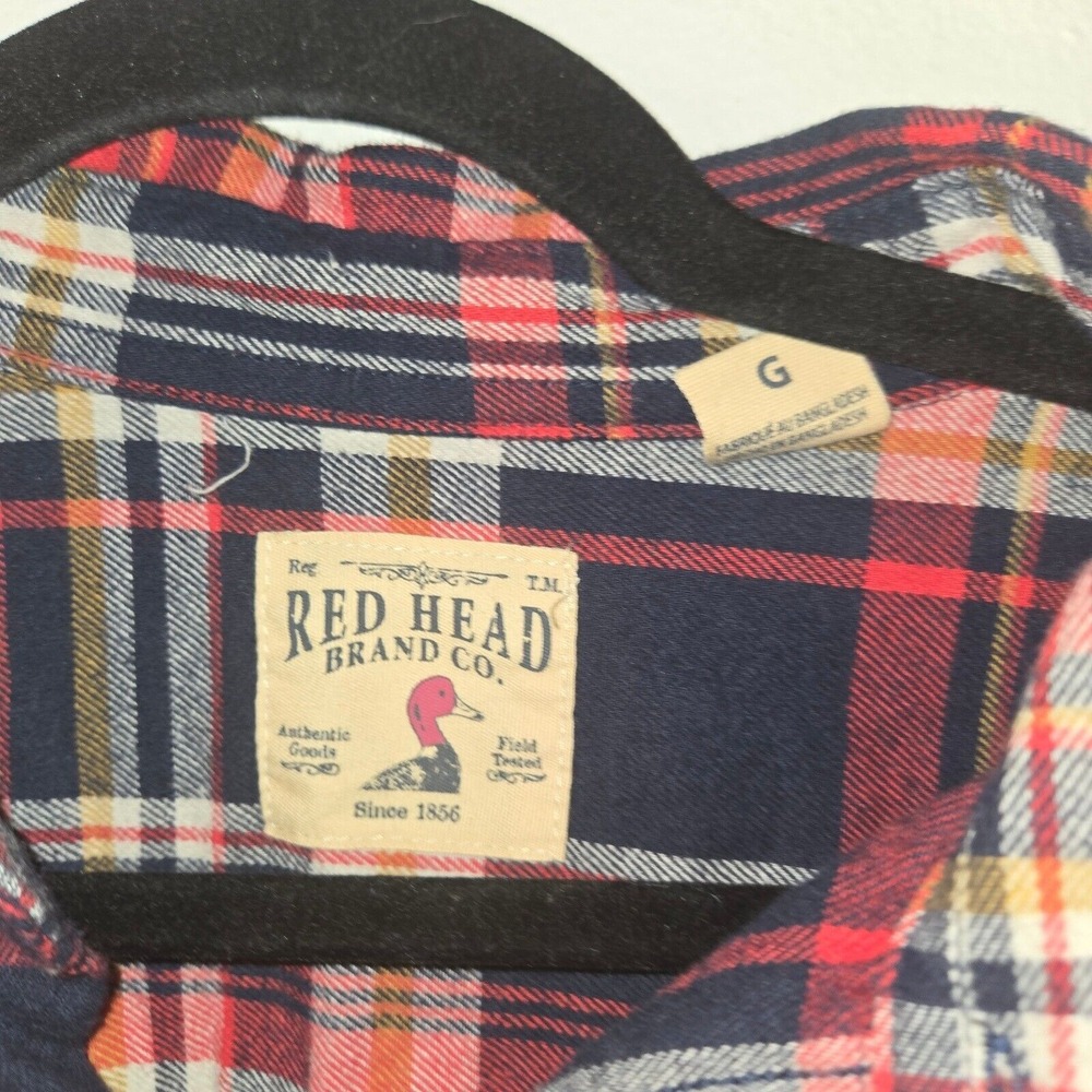 Red Head Flannel Shirt Plaid Button Up Long Sleeve Casual Mens Large - Picture 4 of 5